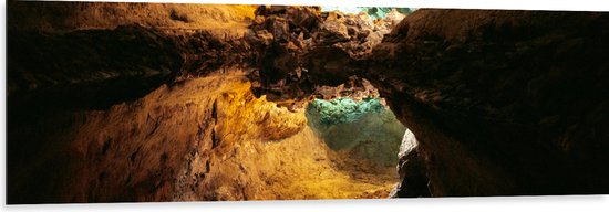 WallClassics - Dibond - Mooie Grot - Cueva de los Verdes - 150x50 cm Foto op Aluminium (Met Ophangsysteem)