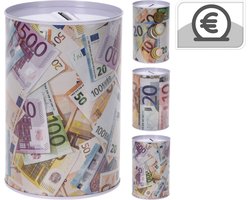 Set van 3 stuks - Spaarpotten - Geldblikken - met Eurobiljetten - 10x15cm