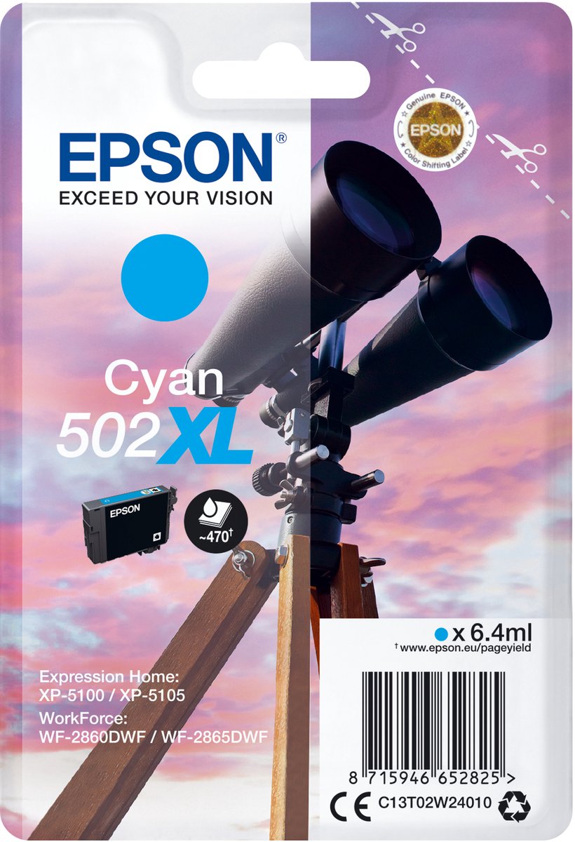 Epson enkele verpakking cyaan 502XL inkt