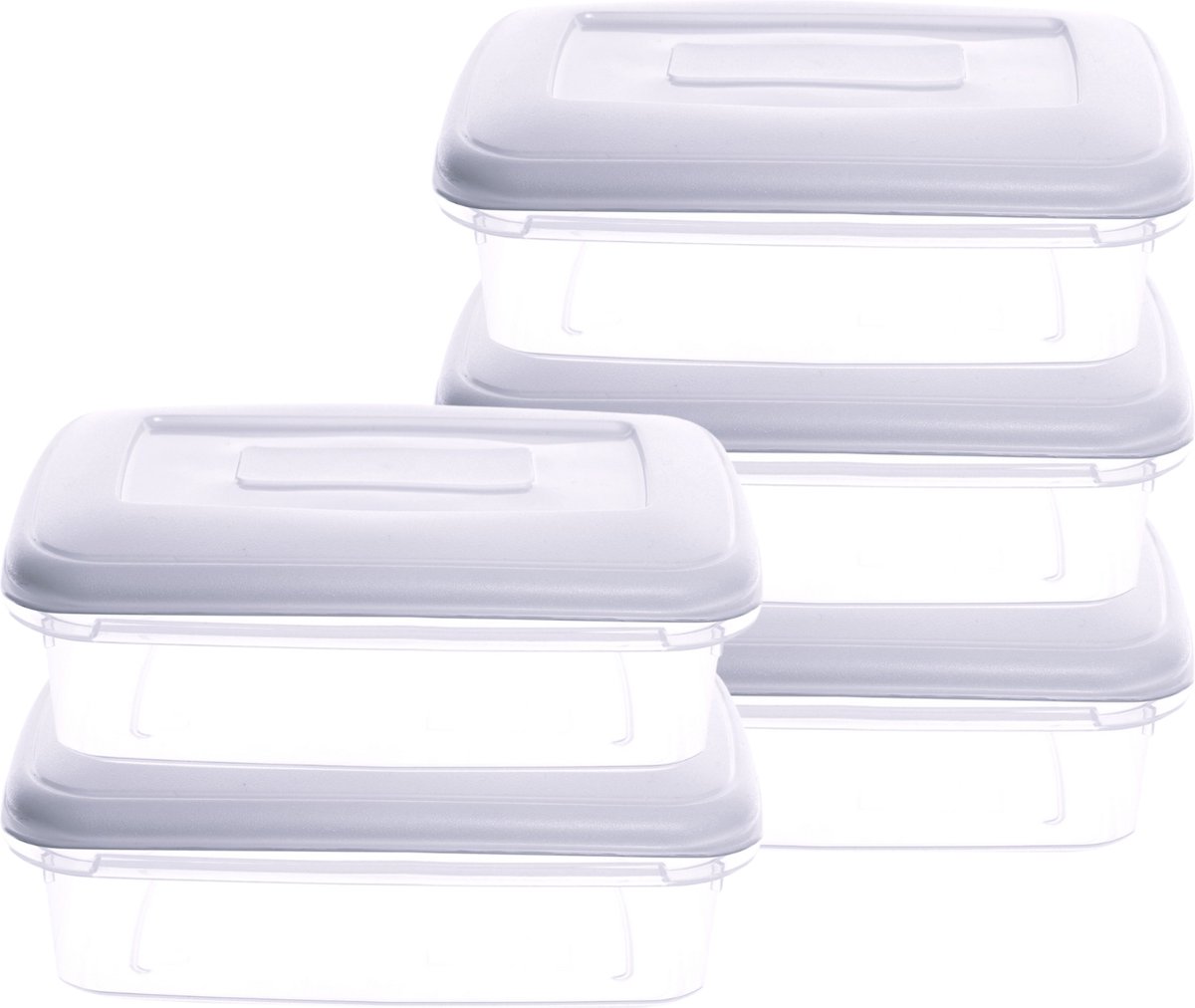Vershoudbakjes - Mealprep dozen - 1.5 Liter - Wit Deksel - (Set van 5)