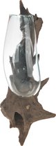 DKNC - Root met glas Tiffany - ca.19x17x50 cm - Bruin