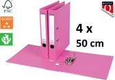 4 x Quantore - A4 - 50mm de large - plastique PP - rose