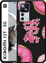 Xiaomi 12T / 12T Pro Hoesje Zwart Donut Worry - Designed by Cazy