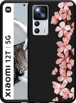 Xiaomi 12T / 12T Pro Hoesje Zwart Flower Branch - Designed by Cazy