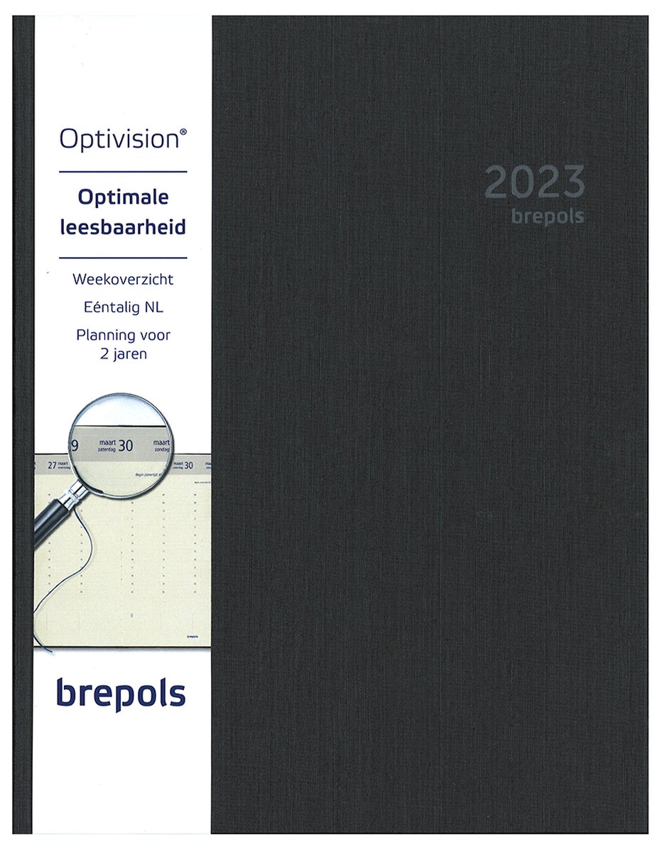 Brepols Agenda 2023 - Optivision XL - KASHMIR - 21 x 27 cm - Zwart