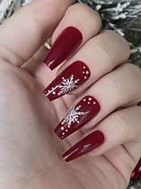 Rode kerstnagels - plaktabs - nepnagels - plaknagels - medium lang