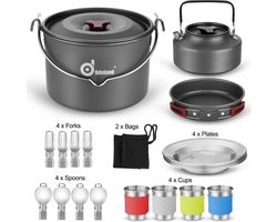 Camping kookgerei set - Outdoor kookgerei set -  voor kamperen wandelen picknick reizen – duurzaam