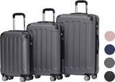 Bol.com TRVLMORE Kofferset - 3 Delig - Complete Set - 38L Handbagage + 70L en 110L Ruimbagage - Donkergrijs aanbieding