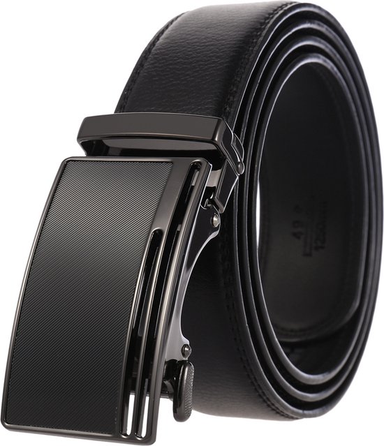 Ceinture Homme Automatique 3,5 Cm Noir - Boucle à Clip, Style Costume Ou Casual