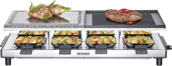 Severin RG 2373 Raclettegrill met natuurlijke grillsteen en grillplaat zilver — afbeelding 5