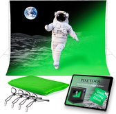 PIXETOOL Green Screen Doek 200 x 150cm - Achtergronddoek - Fotostudio - Fotodoek - Green Screen Studio - Ebook TWV €29,95 - Inclusief 4 Klemmen