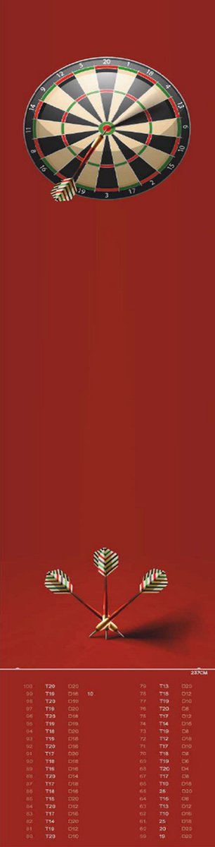 Ikado - Dartmat met uitwerpmogelijkheden - Inclusief Oche - Aangeprezen door professionele spelers - rood - 60 x 300 cm