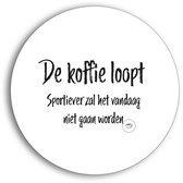 Luxe onderzetters met koffiequote | wit & taupe | Ø 10 cm | Set van 2 | Koffie loopt | cadeau onder 10 euro