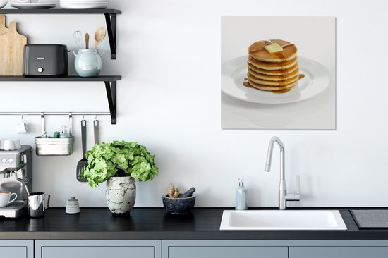 Pile de crêpes au beurre et au sirop toile 2cm 50x50 cm - Tirage photo sur toile (Décoration murale salon / chambre)