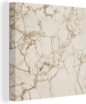Canvas Schilderij Marmer - Wit - Beige - 20x20 cm - Wanddecoratie