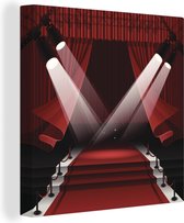 Une illustration de projecteurs sur le tapis rouge de la toile Hollywood 50x50 cm - Tirage photo sur toile (Décoration murale salon / chambre)