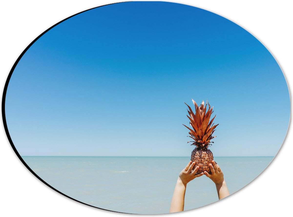 Dibond Ovaal - Ananas boven de Zee - 28x21 cm Foto op Ovaal (Met Ophangsysteem)