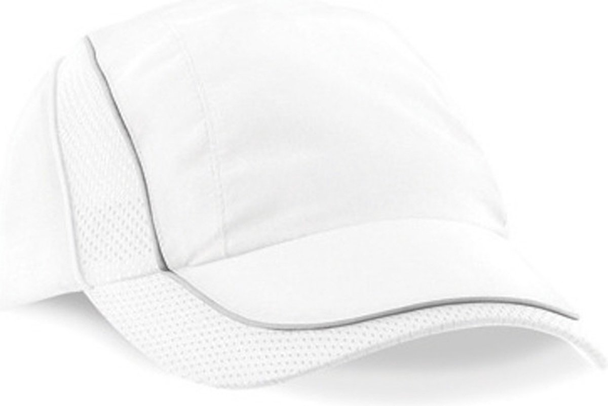 Beechfield 'Coolmax® Flow Mesh Cap' Pet Wit/Grijs