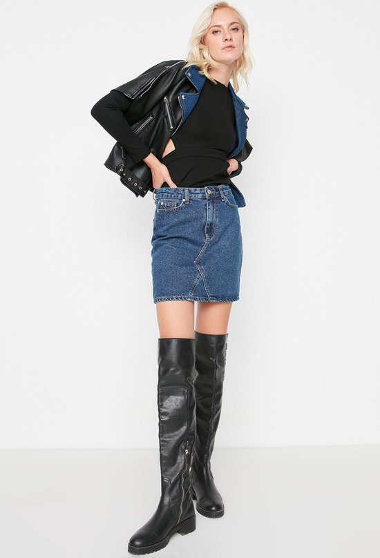 TRENDYOL Damen Denim Mini-Rock A-Linie – Aus 100 % Baumwolle, Vielseitig Für Casual Looks