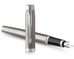 Parker IM vulpen | Roestvrij staal met chromen afwerking | Medium punt met blauw inktpatroon | Geschenkverpakking