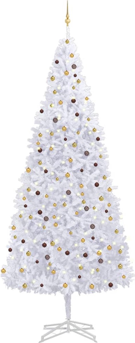Prolenta Premium - Kunstkerstboom met LED's en kerstballen 500 cm wit