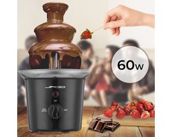 Jago - Chocoladefontein met 3 niveaus - Maximale capaciteit 400g - Roestvrij Staal - Spoelveilig - Chocolade Fondue - 60W - Zwart