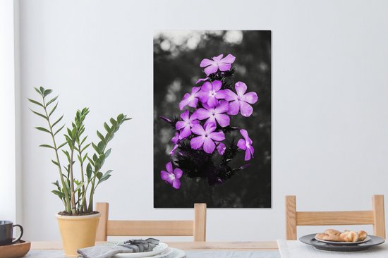 Peintures sur Toile Fleurs - Violet - Zwart - Wit - 40x60 cm - Décoration murale