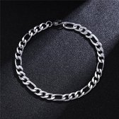 Figaro Heren Armband - Zilver Kleurig - Staal - 6mm - Schakelarmband - Armbanden - Cadeau voor Man - Mannen Cadeautjes