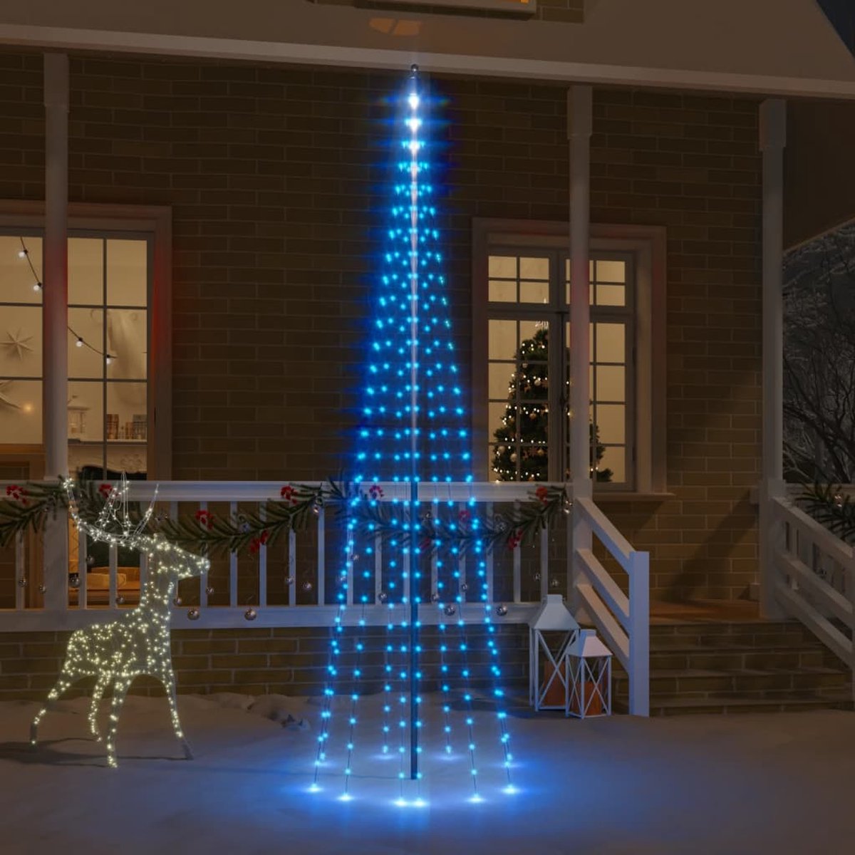 Prolenta Premium - Vlaggenmast kerstboom 310 LED's blauw 300 cm