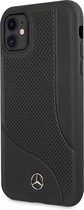 Mercedes-Benz Perforated Leather Back Cover - Geschikt voor Apple iPhone 11 (6.1") - Zwart