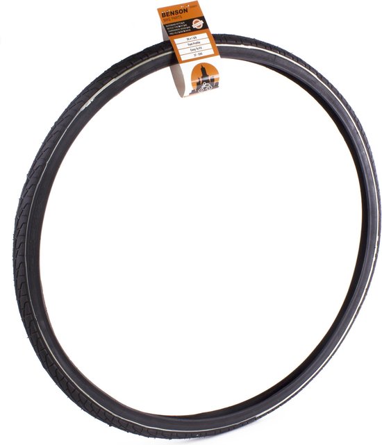 Benson Buitenband 26 inch x 1 3/8 - Zwart met Witte Lijn