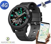 WatchToCare® WTC42 - Smartwatch Kinderen - GPS tracker - GPS Horloge Kind - Camera - Inclusief Lebara Simkaart met €5,- te goed - Hard Glas Screen Protector - Stylus - 4G - Géén Abonnement nodig - Incl laadadapter - Zwart
