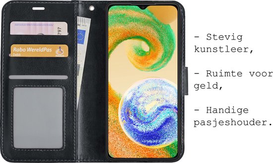 Samsung Galaxy A04s Case Bookcase Cover Flip Case Book Cover avec protection d'écran - Samsung A04s Cover Book Case Case - Zwart
