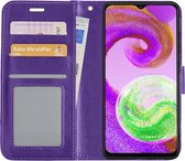 Hoes Geschikt voor Samsung A04s Hoesje Book Case Hoes Flip Cover Wallet Bookcase - Paars