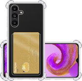 Hoes Geschikt voor Samsung A04s Hoesje Pasjeshouder Cover Shock Proof Case Siliconen Hoes Met Kaarthouder - Transparant