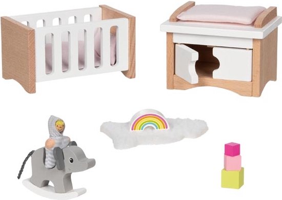 Meubles Poupée Chambre Enfant GOKI - 12 Pièces En Bois | Accessoire Maison Poupée