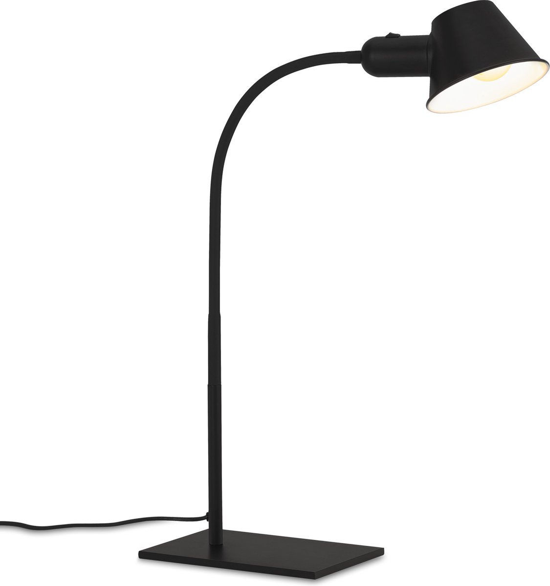 Briloner Leuchten - Tafellamp flexibel, tafellamp verstelbaar, bureaulamp tuimelschakelaar, 1x E27 fitting max. 10 watt, incl. snoer, zwart, 65 cm