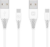 Swissten USB-C naar USB-A kabel - voor o.a. Samsung, Apple iPhone 15 & iPad - 1.5M - Wit
