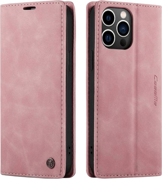 Coque iPhone 14 Pro Max - Etui portefeuille - Rose - Caseme