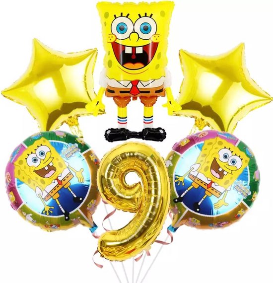 SPONGEBOB Kids Verjaardagsfeest Folie Nummers Ballonnen Feest Decoraties 6 stuks