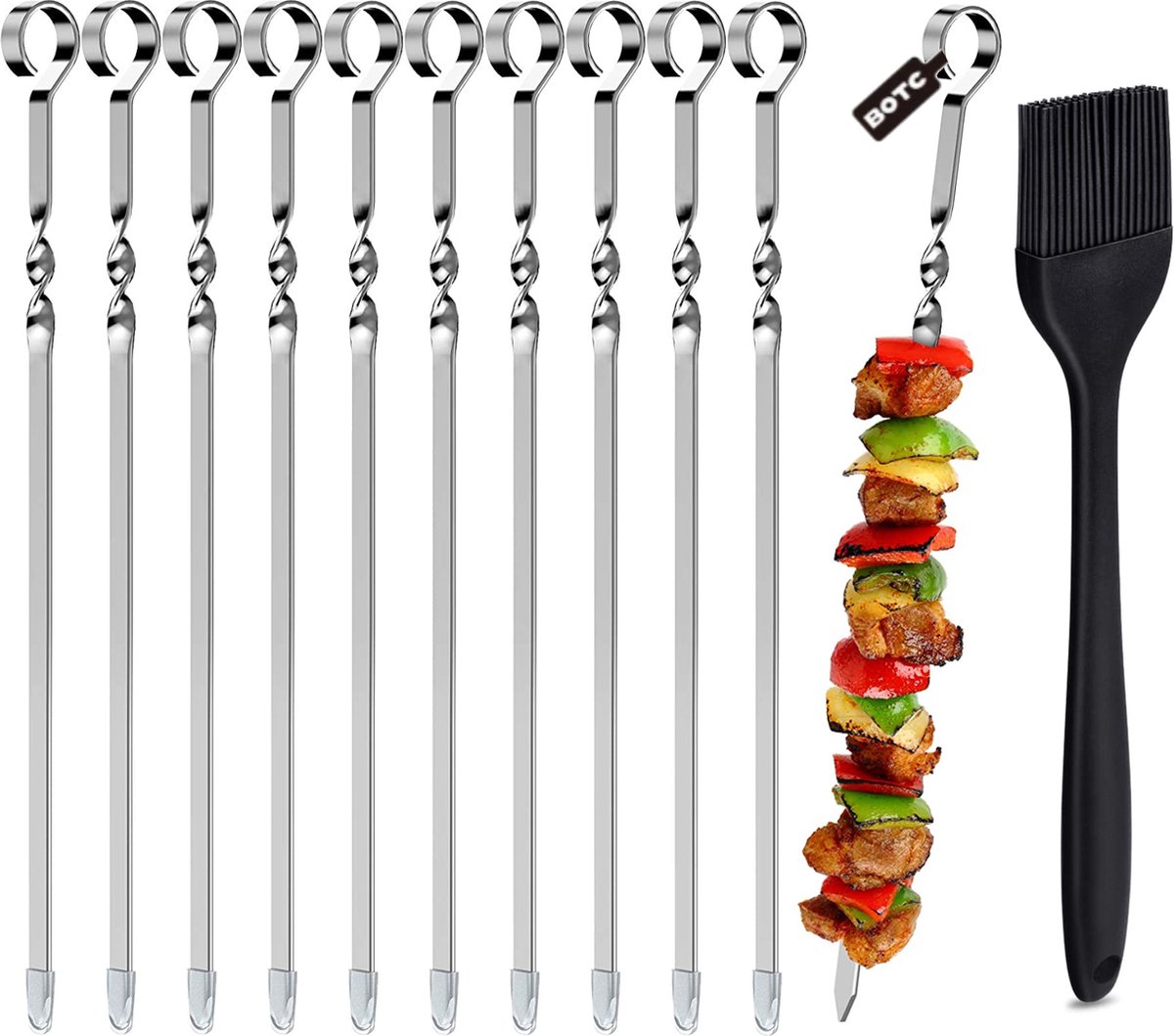 Barbecue Spiezen Set Van 10 RVS Spiezenset 36cm Lengte Kebab