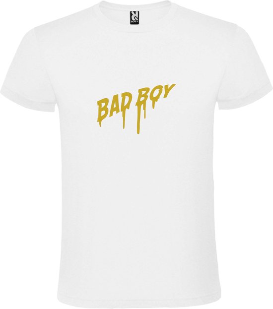 Wit T-Shirt met “ BadBoy “ afbeelding Goud Size XS