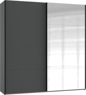Woonexpress Kledingkast Aalst - Hout - Zwart - 180x210x65 cm (BxHxD) - Schuifdeuren - Spiegel
