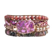 Marama - bracelet wrap Indian Summer - vegan - pierre gemme Améthyste - 90 cm.