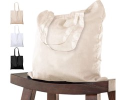 Katoenen tas 38x42 cm 10 stuks onbedrukt, lange hengsels, stoffen tas, draagtas, tas, katoenen tas, jute tas, Oeko-Tex® gecertificeerde stoffen tas, boodschappentas, om te beschilderen, 38 x 42 cm