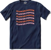 Flower power - T-Shirt - Heren - Navy Blue - Maat XL