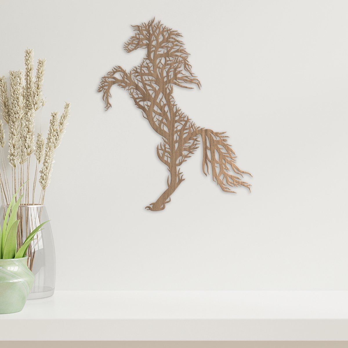 Wanddecoratie Paard Line Art Muurdecoratie Houten Dieren Wall