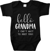 Rompertje met tekst - Hello Grandma - Zwart - Maat 56 - Zwanger - Geboorte - Oma - Moederdag - Aankondiging - In verwachting - Cadeau - Romper - Pregnant - Announcement