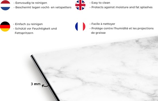 Spatscherm keuken 100x65 cm - Kookplaat achterwand Marmer - Wit - Grijs - Luxe - Marmerlook - Steen - Muurbeschermer - Spatwand fornuis - Hoogwaardig aluminium