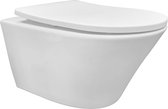 Saqu Hangtoilet - met Softclose Toiletbril 36x52x35 cm - Voorgemonteerd - Wit - WC Pot - Toiletpot - Hangend Toilet